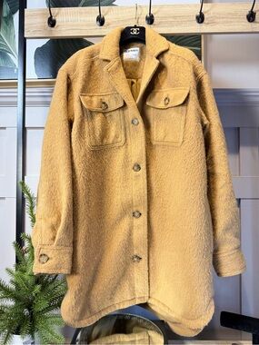 Old Navy Women’s Camel Wool-Blend Shacket Jacket M Tall